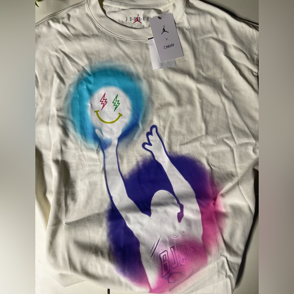 Jordan x J Balvin White Tee Collab with Colorful Graphic